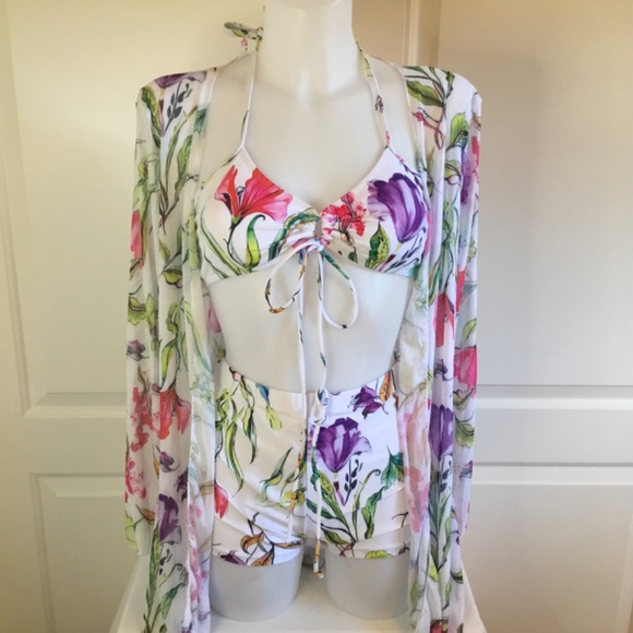 Bikini Swimsuit With Beach Cover Bathing Suit Size Medium - Picture 3 of 11